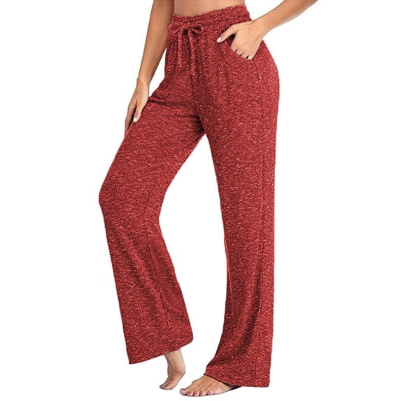 Avamo Women Bottoms Elastic Waist Trousers Drawstring Yoga Pants Workout Stretch Sweatpants Tummy Control Solid Color Jogger Pant Red 4XL