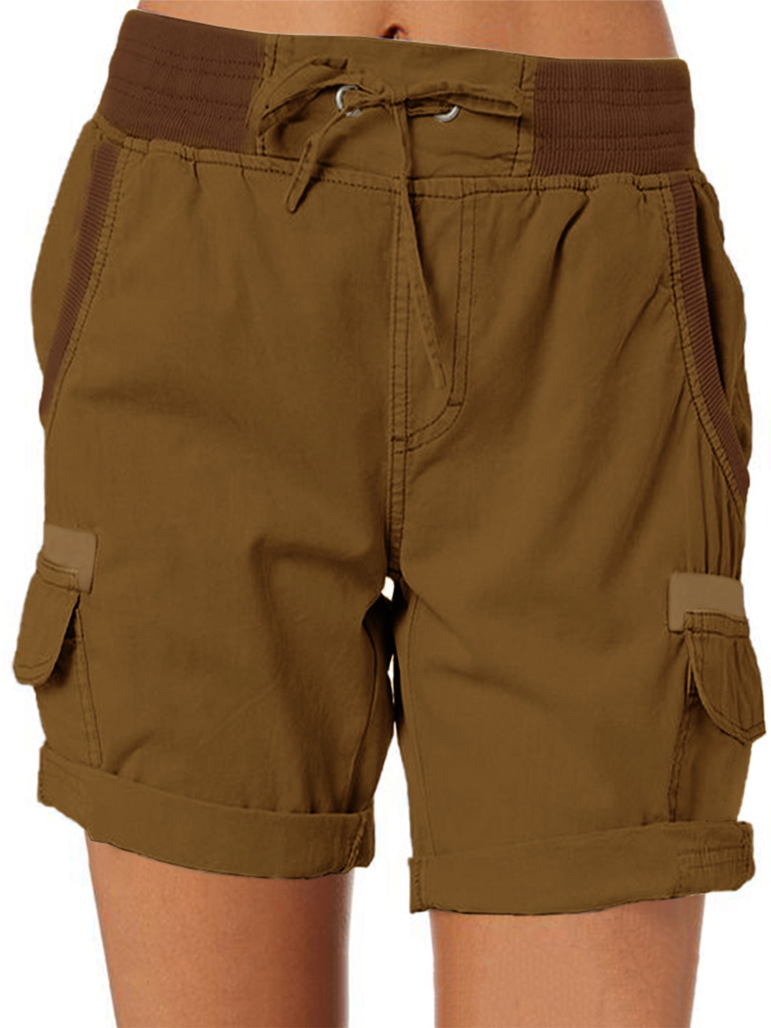 Avamo Women Cargo Shorts Casual Short Linen Loose Ladies Plus Size Bottoms  Home Pants Ginger 2XL 