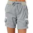 thumbnail image 1 of Avamo Women Cargo Shorts Casual Short Linen Loose Ladies Plus Size Bottoms Home Pants Grey Blue XL, 1 of 3