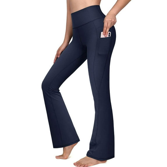 Avamo Women Flare Palazzo Pant Work Lounge Active Wear Pocket Bootcut Yoga Workout Legging Stretch Gym Excercise Bell Bottom