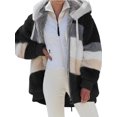 thumbnail image 1 of Avamo Women Fuzzy Fleece Hooded Jacket Casual Plush Color Block Fluffy Hoodie Coat with Pockets, 1 of 3