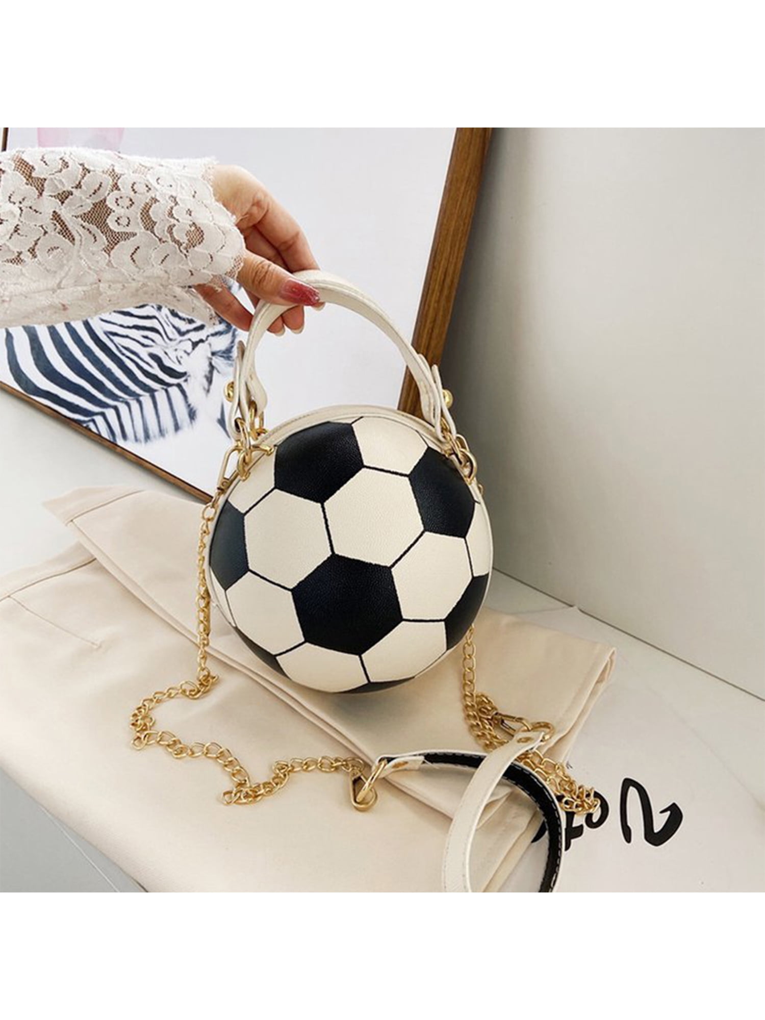 Avamo Ladies Handbags Round Shoulder Bags Basketball Shaped Fashion Cross  Body Bag Zipper Closure Women Detachable Top Handle Mini Soccer Style Brown  Football 