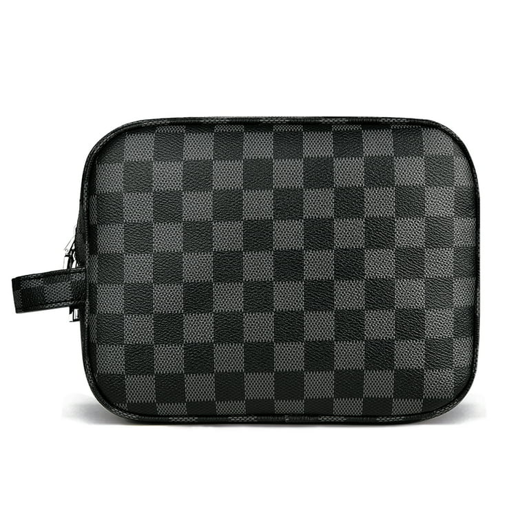 LOUIS VUITTON TOILETRY BAG IN DAMIER GRAPHITE POUCH Grey Leather