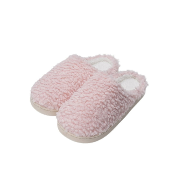 Avamo Womens House Shoes Slip On Slippers Fluffy Slipper Bedroom Home Shoe  Indoor Casual Fuzzy Pink 7-7.5 