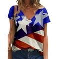 thumbnail image 1 of Avamo Women Summer V Neck Casual Tops Fashion Print Short Sleeve Loose T-shirt Blouses, 1 of 2