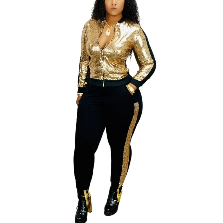 Plus size hot sale sequin jogger set