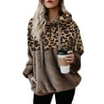 thumbnail image 1 of Avamo Women Teddy Fleece Sweatshirt Drawstring Hooded Tops Long Sleeve Hoodies Ladies Warm Pullover Fall Khaki M, 1 of 2