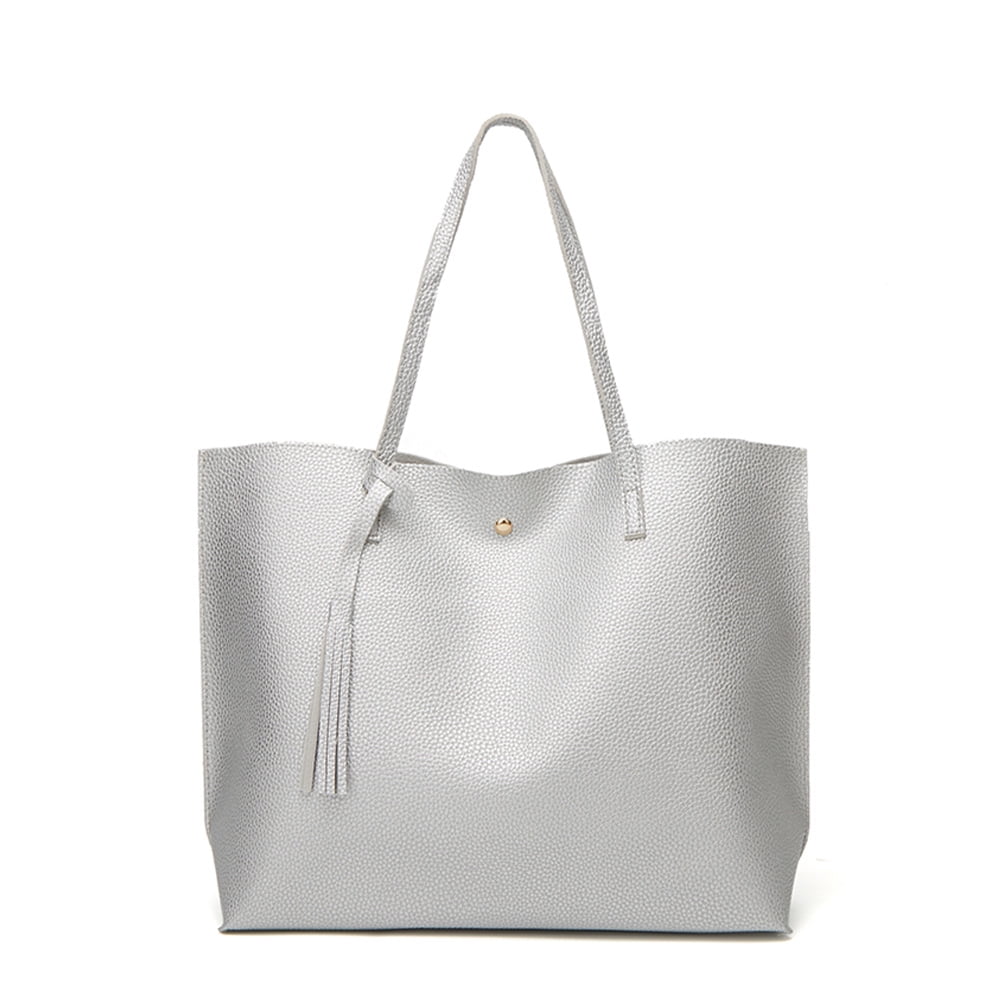Buckle Solid Color Shoulder Bag, Portable Handle Large Capacity