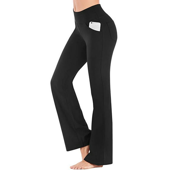 Avamo Women's Bootcut Yoga Pants with Pockets Moisture-Wicking High Waist Bootleg Gym Fitness Trousers Plus Size Pant Stretch Yoga Workout Pants for Women