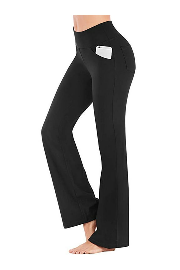 Avamo Women's Bootcut Yoga Pants with Pockets Moisture-Wicking High Waist Bootleg Gym Fitness Trousers Plus Size Pant Stretch Yoga Workout Pants for Women