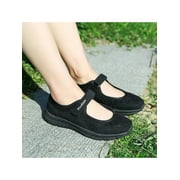 Avamo Women's Comfortable Slip-On Mary Jane Shoes Black 11