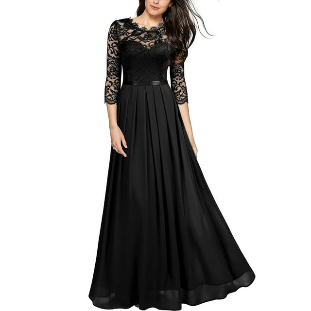 Avamo Women's Long Chiffon Lace Evening Formal Party Ball Gown Prom ...