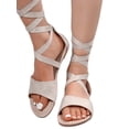 thumbnail image 1 of Avamo Women's Shoes Lace-Up Gladiator Sandals, Ankle Strap, Beige, 11.5, 1 of 9