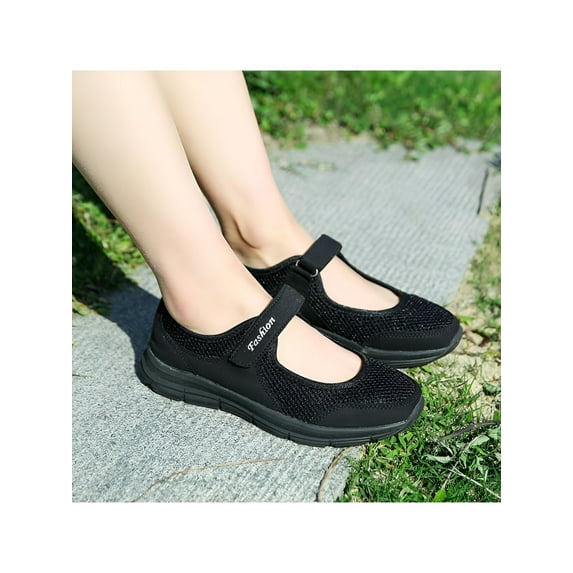 Avamo Women's Shoes Wide Width Comfortable Casual Tennis Shoes Slip-On Mary Jane Shoes Summer Sandals for Ladies