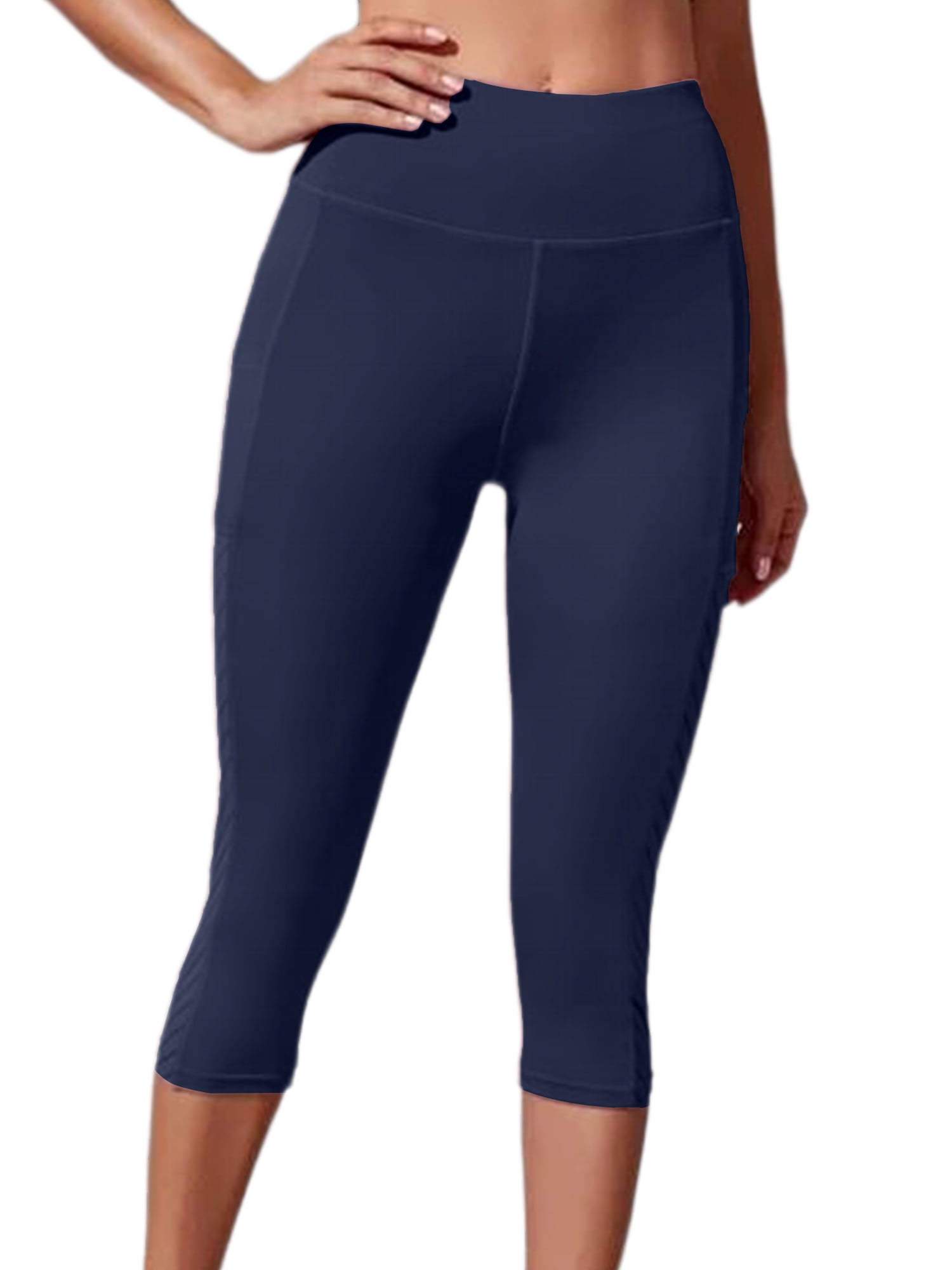 Avamo Ladies Yoga Pants Solid Color Sport Trousers Tummy Control