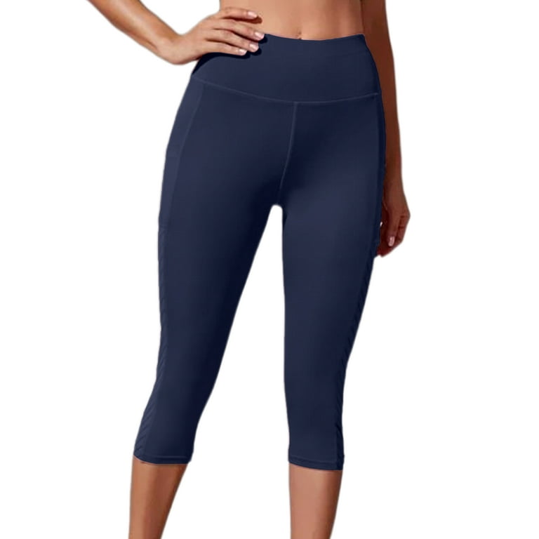 Avamo Womens Activewear Leggings Pants Capris Compression Yoga Leggings  Stretchy Workout Capri Pants Solid Tummy Control Breathable Pants