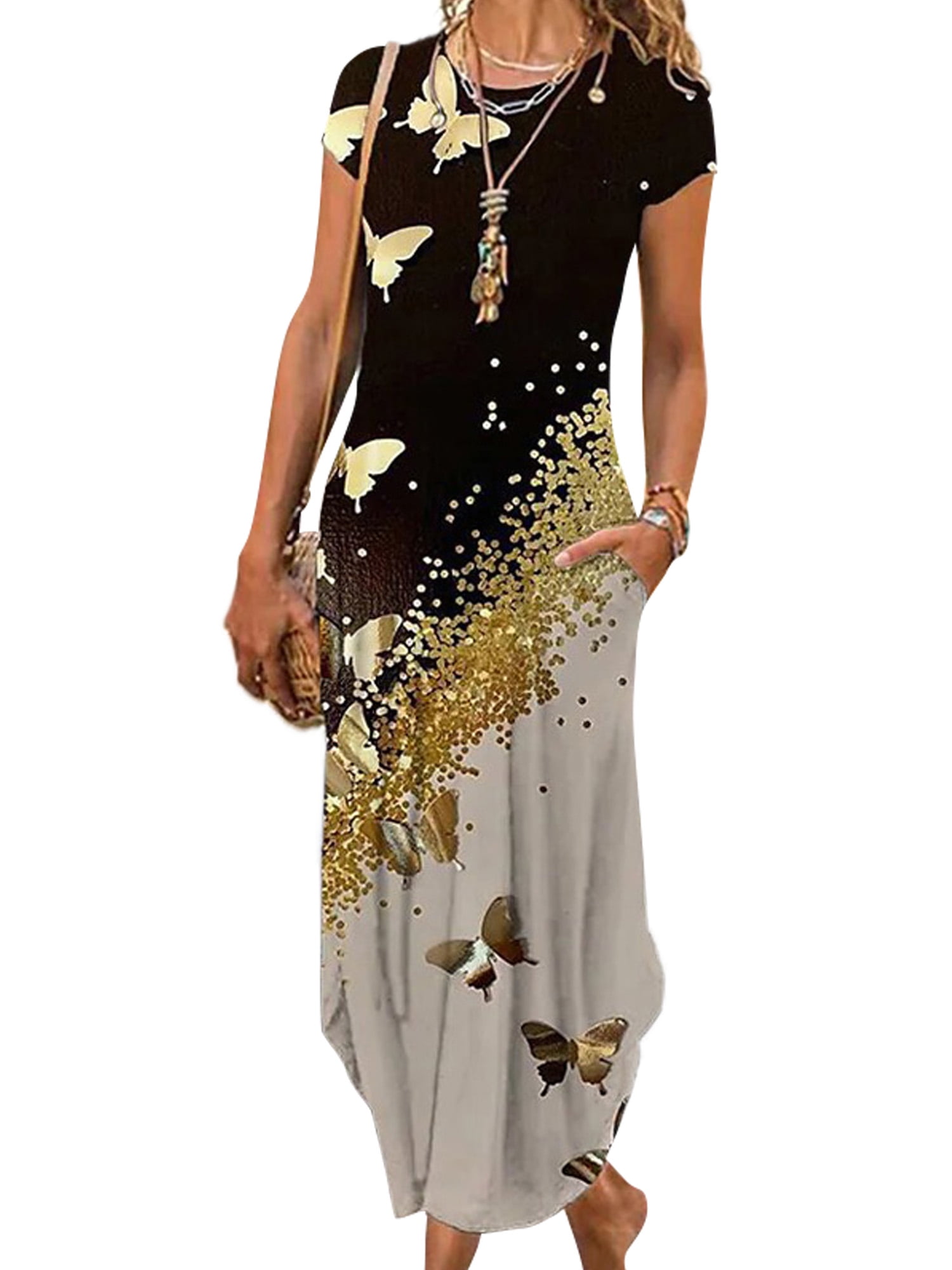 HDE Women's Cotton Nightgowns Short Sleeve Sleep Dress Coffee Tie Dye 4X-5X  