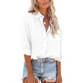 thumbnail image 1 of Avamo Womens Casual Tunic Tops Loose Plain Shirts Button Down V Neck Top Tshirt Blouses with Pocket, 1 of 2