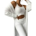 thumbnail image 1 of Avamo Women Fuzzy 3 Pieces Sweatsuit Solid Color Cardigan Outfits High Waist Lounge Set Party Open Front Fleece Nightwear Sets Soft Sleeveless White L, 1 of 3
