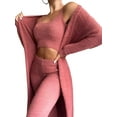 thumbnail image 1 of Avamo Women Fuzzy 3 Pieces Sweatsuit Solid Color Cardigan Outfits High Waist Lounge Set Party Open Front Fleece Nightwear Sets Soft Sleeveless Pink M, 1 of 4