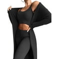 thumbnail image 1 of Avamo Women Fuzzy 3 Pieces Sweatsuit Solid Color Cardigan Outfits High Waist Lounge Set Party Open Front Fleece Nightwear Sets Soft Sleeveless Black S, 1 of 2