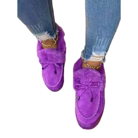 Avamo Womens Lady Shoes Stylish Fluffy Lined Loafers Winter Sneaker Boots Women Shoes