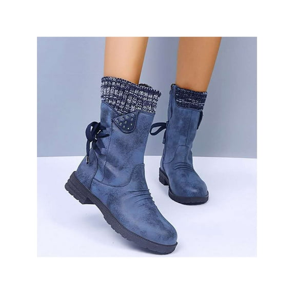 Avamo Womens Leather Ankle Boots Snow Mid Boots Comfort Shoes Ladies Winter Boots Side Zipper