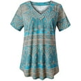 thumbnail image 1 of Avamo Womens Plus Size Tunic Tops Short Sleeve Casual Floral Henley Swing Shirts Summer Beach Leopard V Neck Blouse Tee, 1 of 2