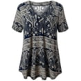 thumbnail image 1 of Avamo Womens Plus Size Tunic Tops Short Sleeve Casual Floral Henley Swing Shirts Summer Beach Leopard V Neck Blouse Tee, 1 of 3