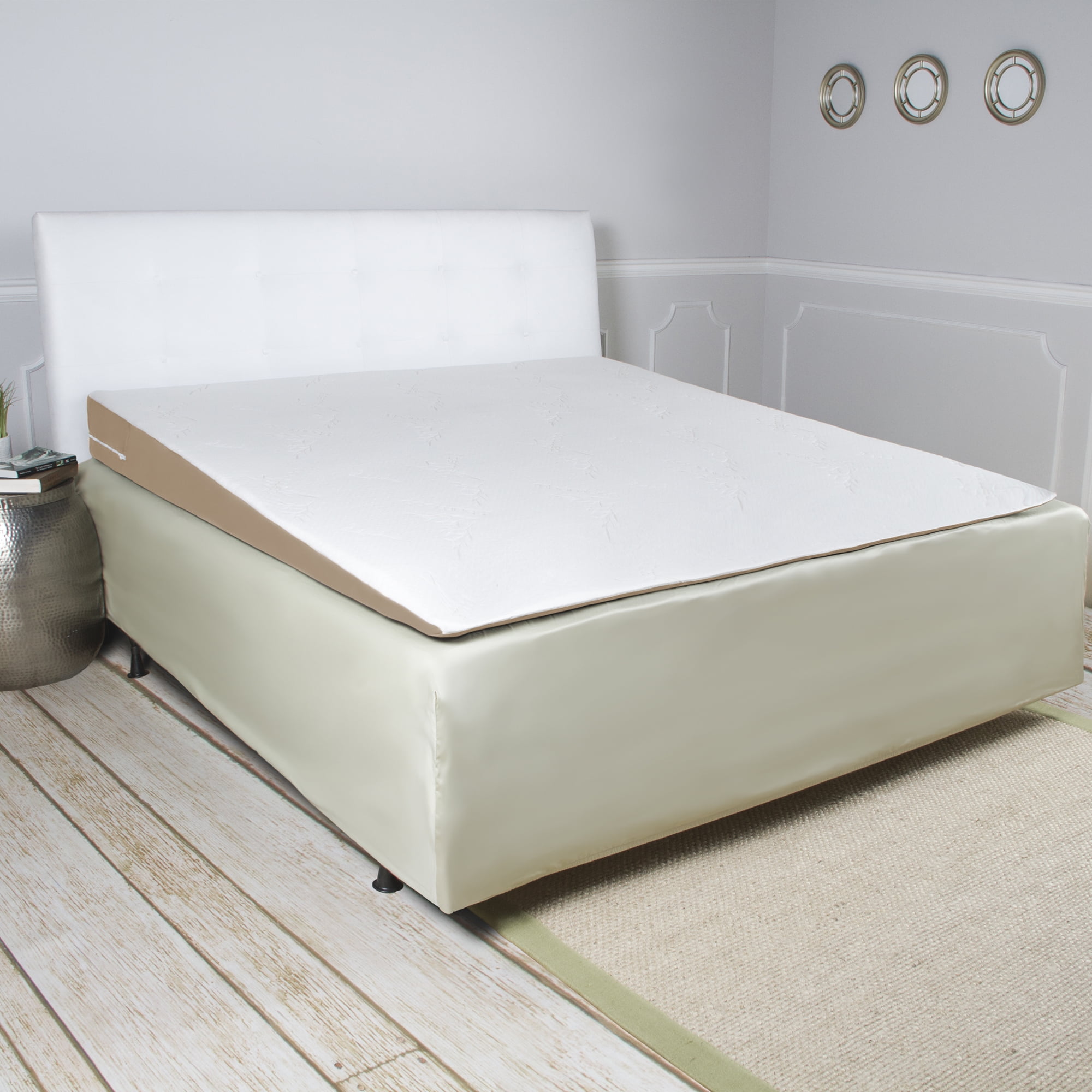 King Size White Memory Foam Bed Wedge Mattress Topper