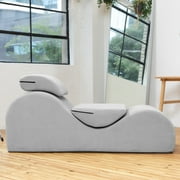 Avana Luvu Lounger - Elegant Chaise Lounge Chair for Yoga, Exercise, Stretching, Massage and More - High Density Foam Core, Grey