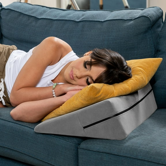 Avana Micro-Velvet Slant 7” Height - Firm Density Bed Wedge for Back and Knee Support