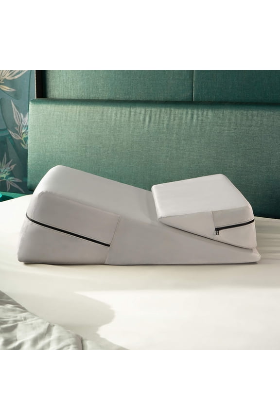 Micro-Velvet Slant Combo 12 & 7 Height - Firm Density Bed Wedge Set for Back and Knee Support