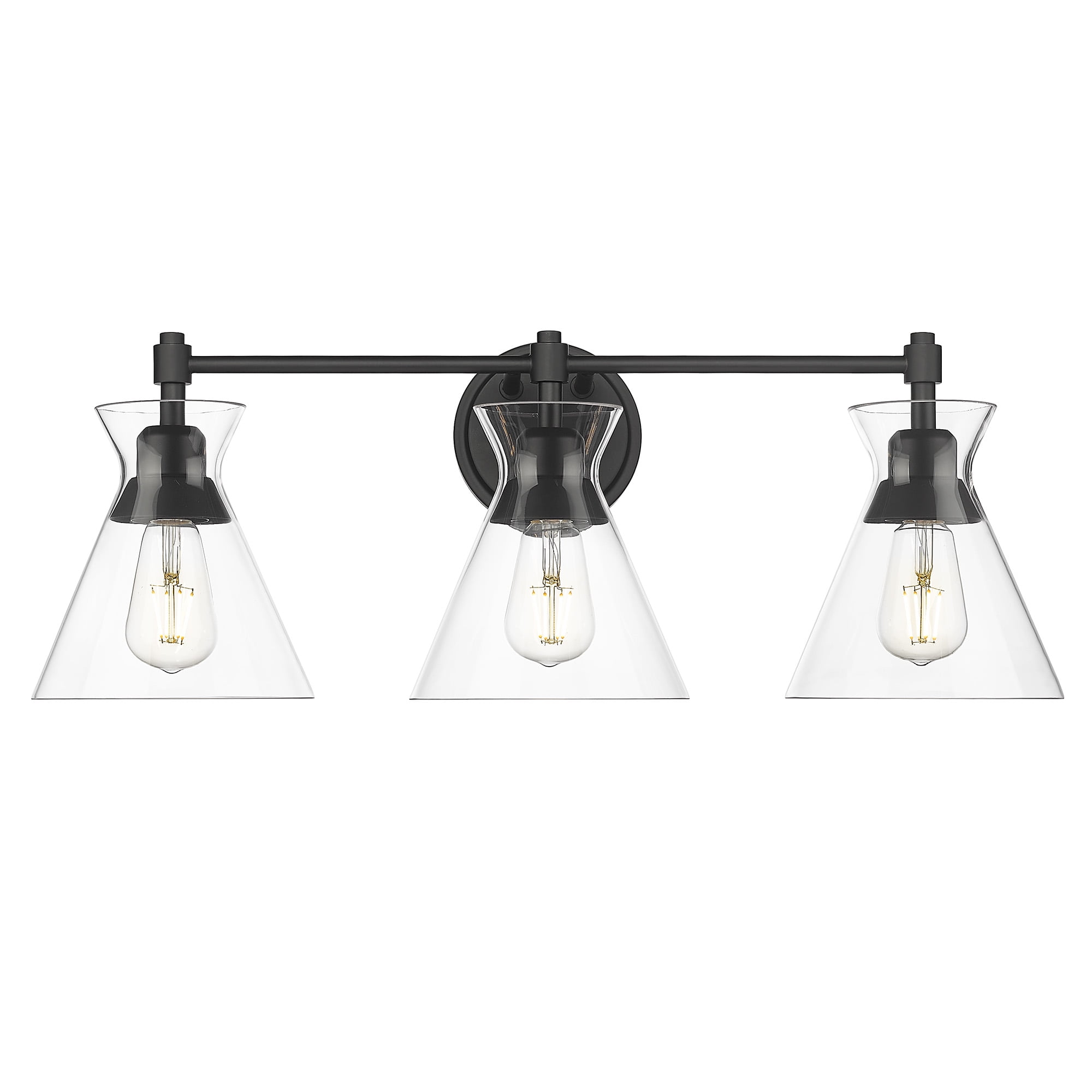 Avana Modern Black 3 Light Bath Vanity with Clear Shade