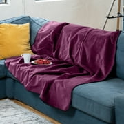 Avana Waterproof Throw Blanket | Protector for People and Pets | Leak Proof Moisture Barrier - Regular Size, Micro-Velvet Purple