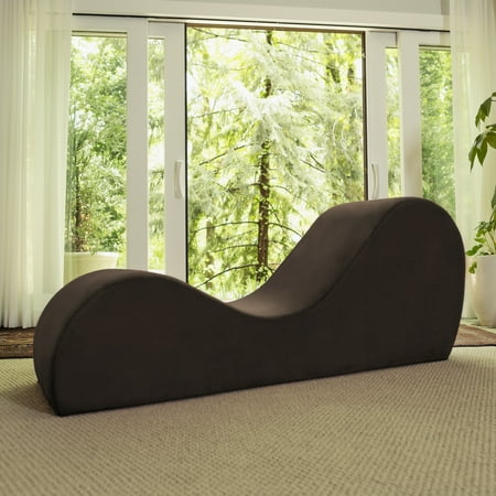 Avana Yoga Chaise Indoor Lounge Chair, Microvelvet Brown