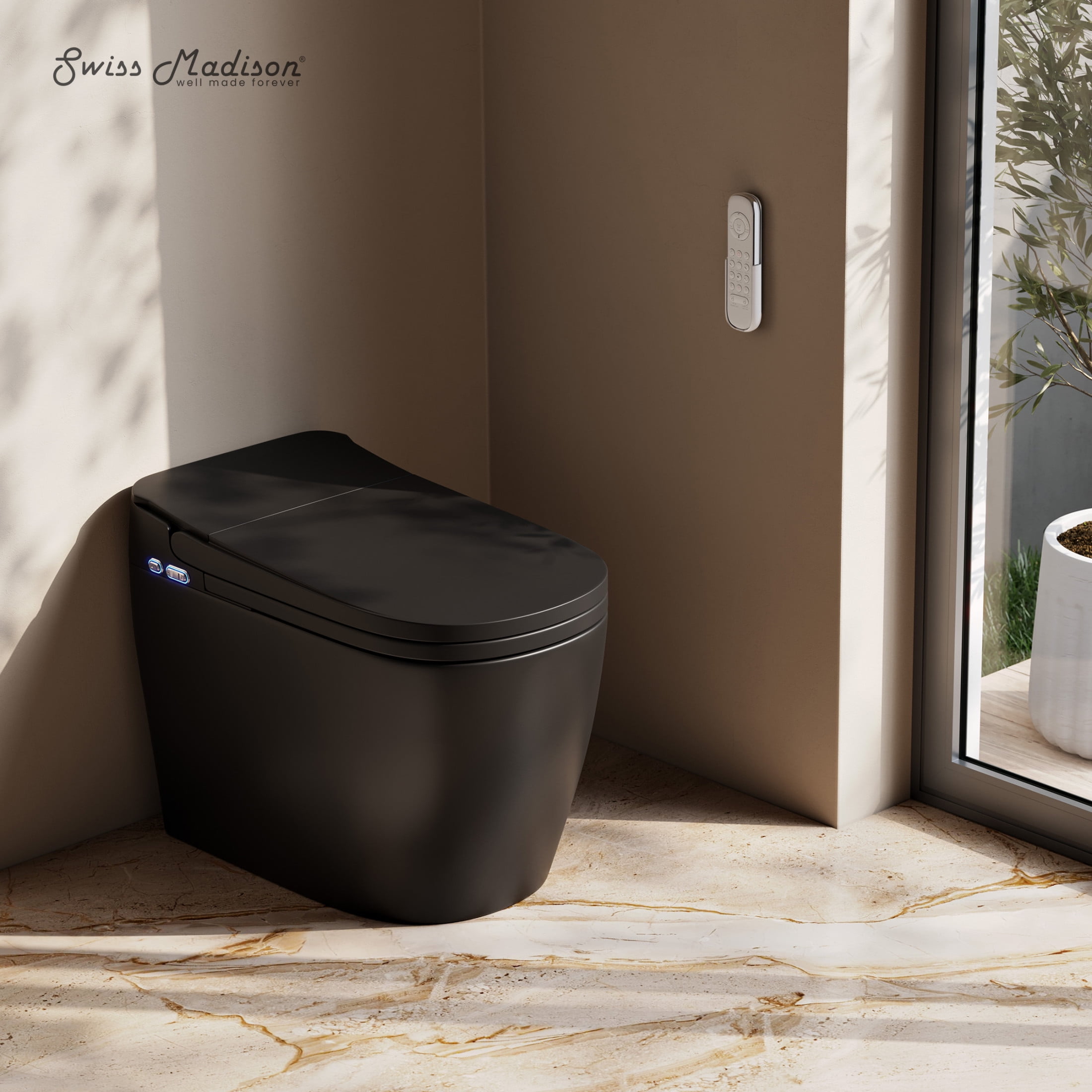 Matte Black High Efficiency One Piece Smart Toilet with Heated Bidet