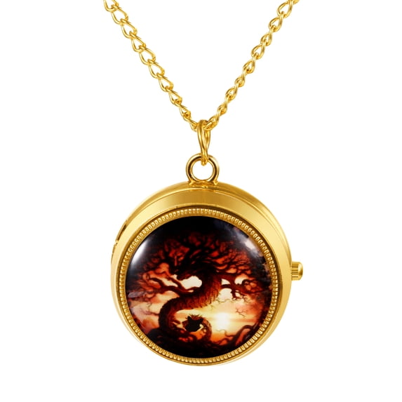 Avaner Analog Quartz Halloween Bat Ornament Pocket Watch Necklace Unisex with Arabic Numeral Dial with Rotating Ornament for Men Women- Home Leisure