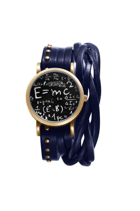 Analog Quartz Leather Strap Watch for Women:Halloween Retro Motorcycle Watch with Round Dial Digital Concept Scale Double Wrap Strap for Women