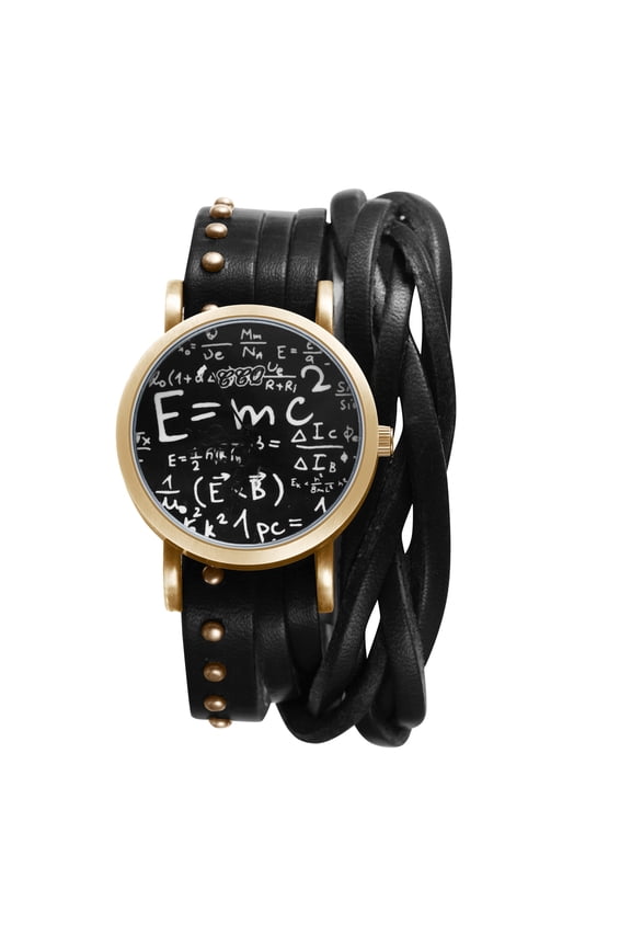 Analog Quartz Leather Strap Watch for Women:Halloween Retro Motorcycle Watch with Round Dial Digital Concept Scale Double Wrap Strap for Women