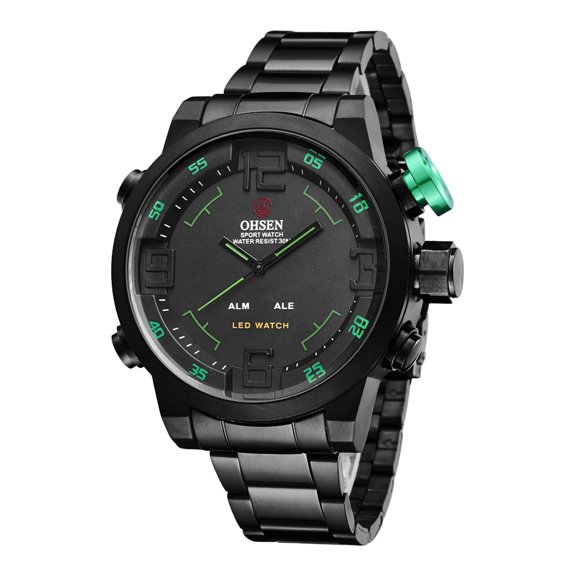 Avaner Analog Quartz Sports Watch for Men, 3Am Waterproof Luminous Arabic Numerals Stainless Steel Strap Chronograph Alarm Calendar Multi-Function Leisure Sports Watch for Men’ Gift
