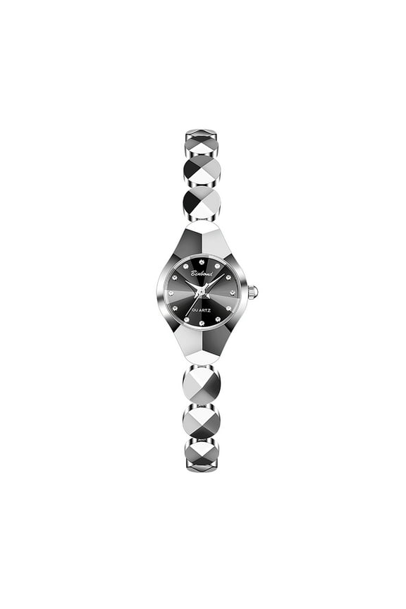 Analog Quartz Watch for Women,Diamond-Shaped Faceted Case Simulated Diamond Scale Stainless Steel Removable Strap Jewelry Gift for Wedding Anniversary Birthday