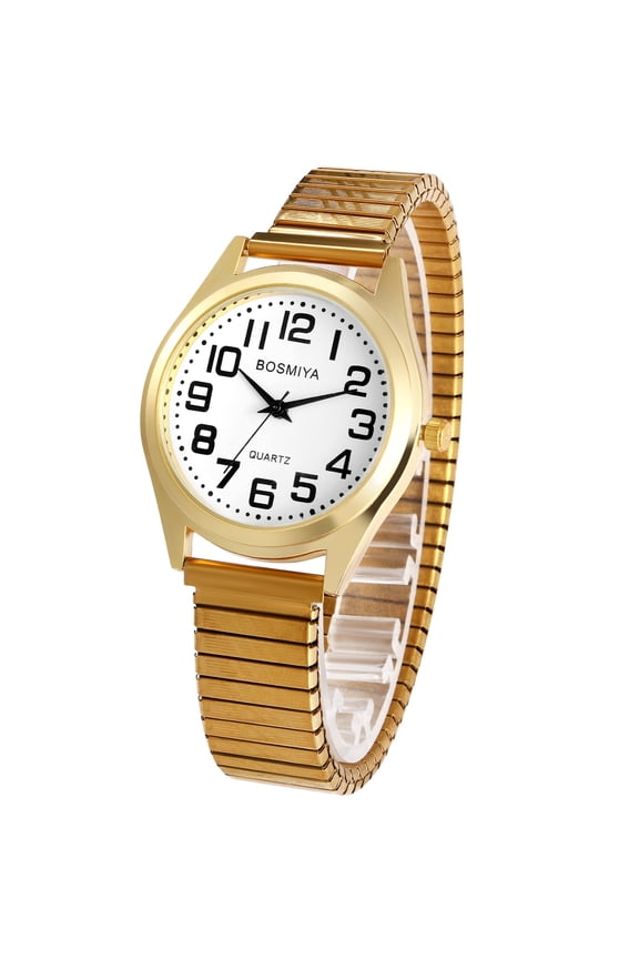 Analog Quartz Watch for Men, Easy-To-Read Arabic Numeral Dial Retractable Stainless Steel Strap Light Luxury Watch