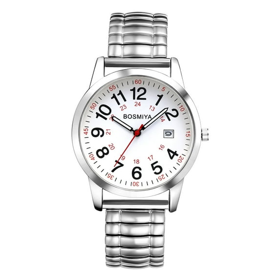 Avaner Analog Quartz Watch for Men: Stainless Steel Elastic Wristwatch with Round Dial Digital Scale Ideal Gift for Boyfriends and Fathers