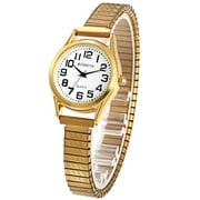 Avaner Analog Quartz Watch for Women, Easy-To-Read Arabic Numeral Dial Retractable Stainless Steel Strap Light Luxury Watch