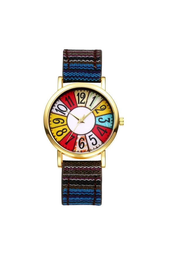 Analog Quartz Watches for Women: Large Arabic Numeral Dial Bohemian Round Wristwatch with Genuine Leather Strap for Leisure Business Gifts