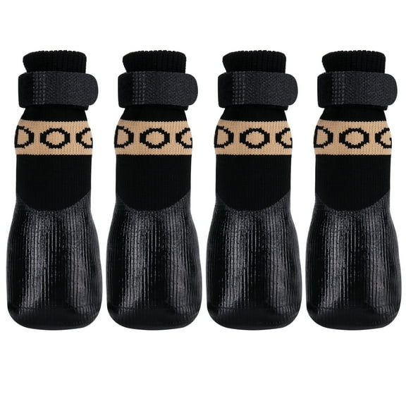 Avaner Anti-Slip Dog Socks Boots, Waterproof Dog Shoes for Winter Outdoor Hold/Cold Pavement, Snow Rain Days, Non Slip Paw Protectors Booties for Hardwood Floors Puppy Senior Dog Black L