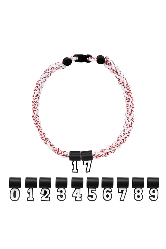 Baseball Necklace Nylon Three Braided Rope Tornado Necklace with 1 Sets Number 0-9 Pendant,Classic Design Baseball Necklaces for Men,18 inch