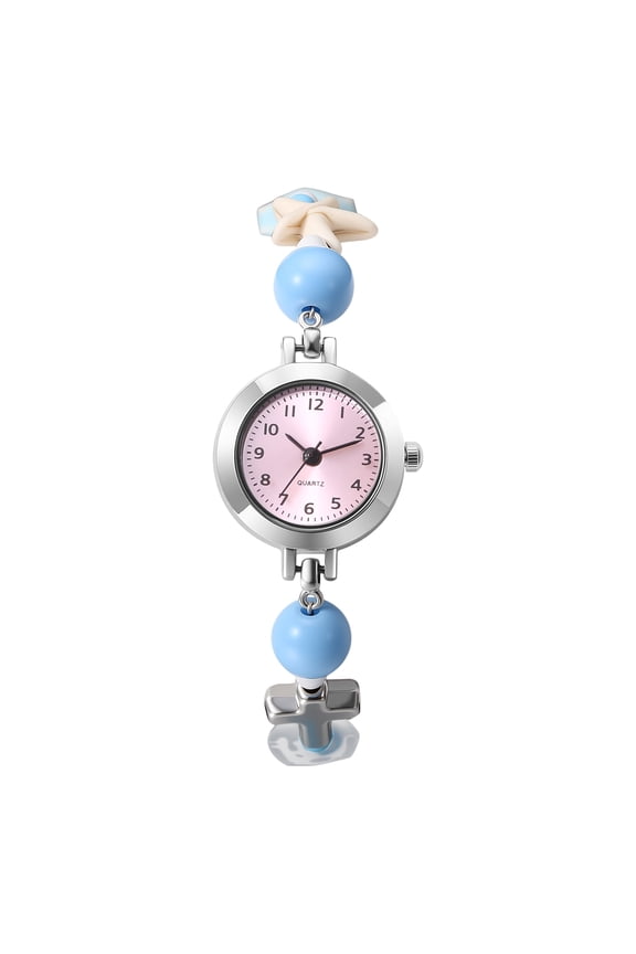 Women's Beach Bohemian Bracelet Watch: Shell Starfish Beaded Strap with Arabic Numeral Dial for Summer, Gift