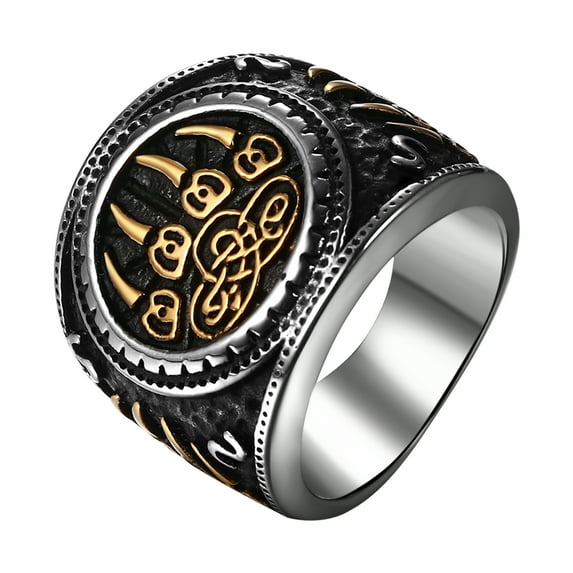 Avaner Bear Paw Viking Ring for Men Stainless Steel Norse Scandinavian Vikings Jewelry Size 12
